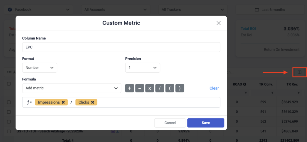 How to create custom metrics for Facebook on TheOptimizer P2