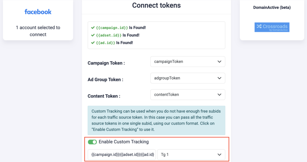 How to connect DomainActive to TheOptimizer for Facebook Custom Tracking