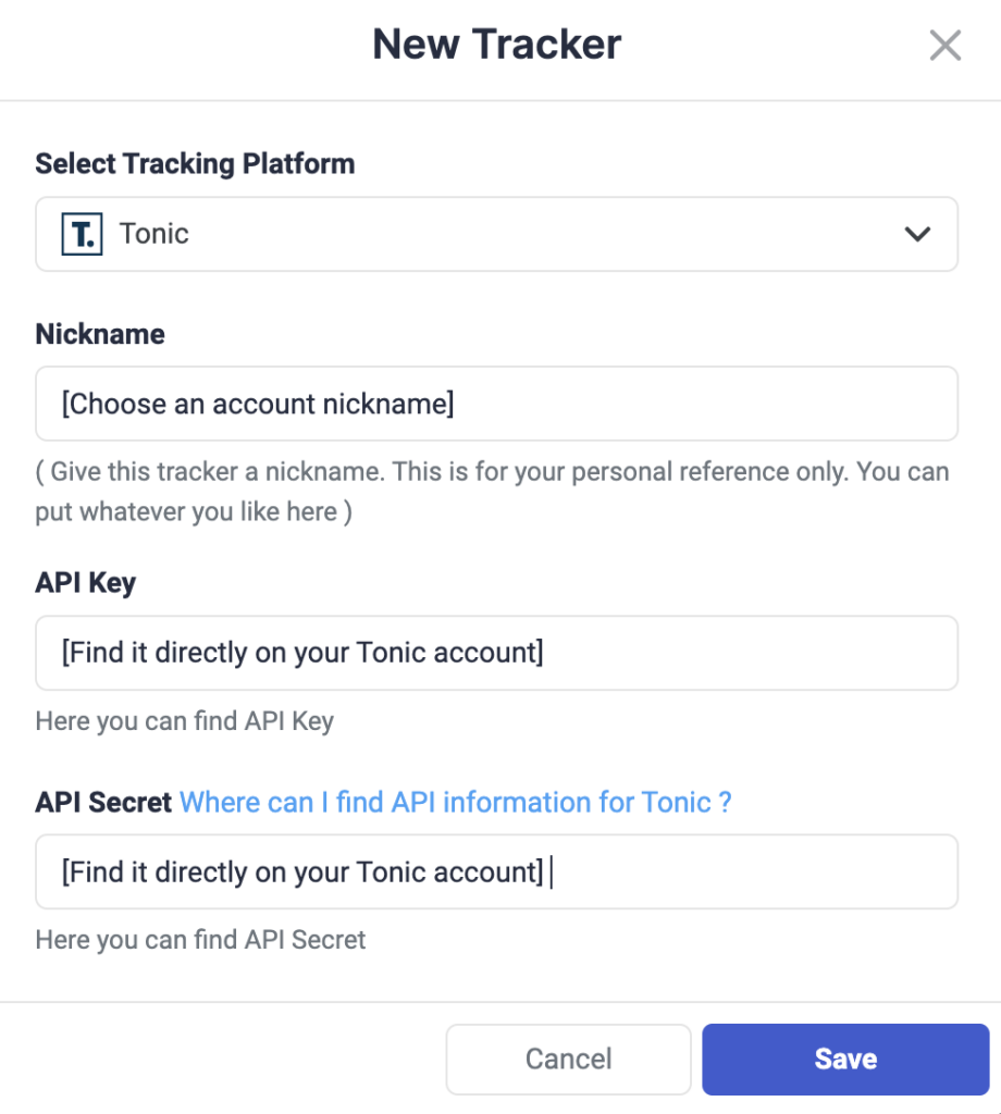 How to connect Tonic search feed provider to TheOptimizer for Facebook campaigns 