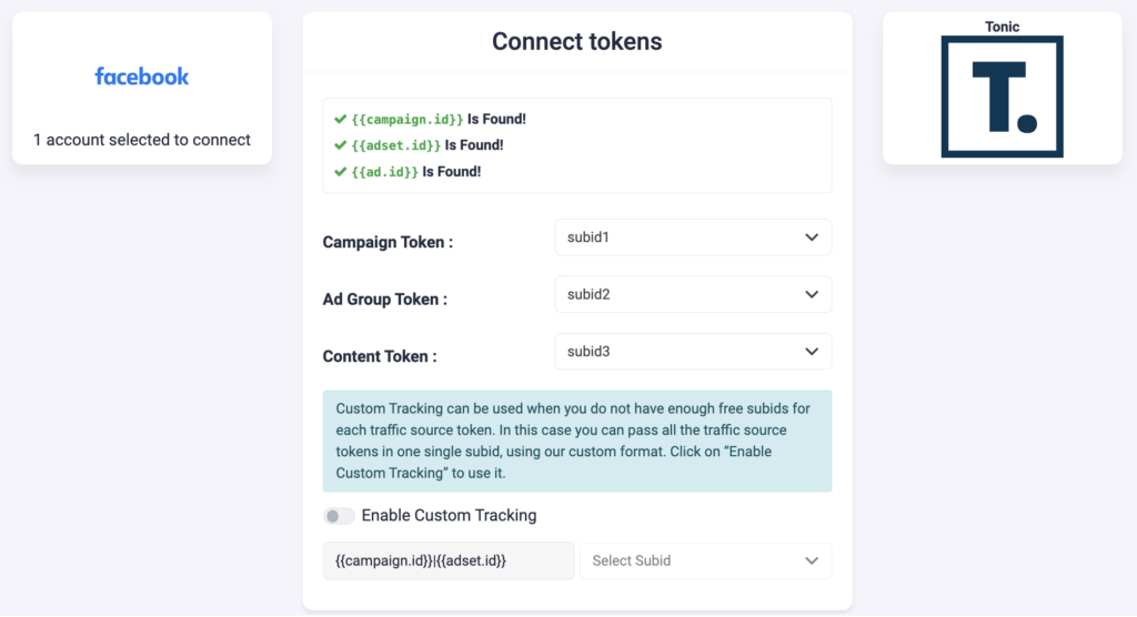 How to connect Tonic search feed provider to TheOptimizer for Facebook campaigns P2