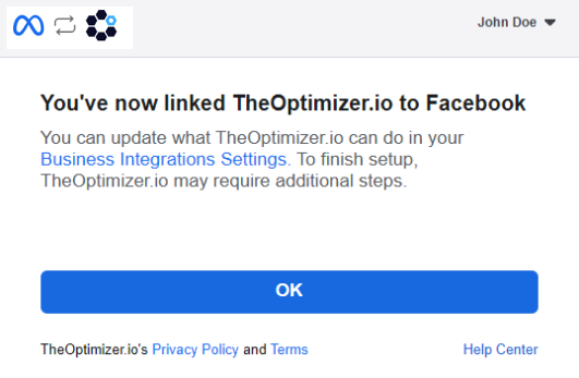 How to connect a Facebook account The Optimizer Step 4