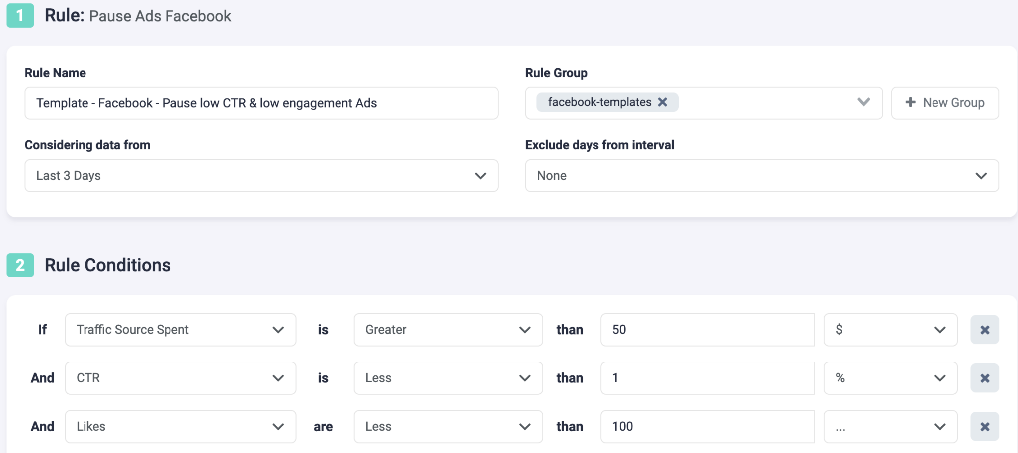 Rule Example 17: Pause Facebook Ads with Low CTR & Low Engagement ...