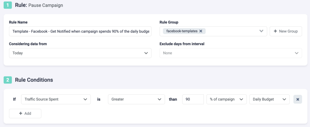 Rule Example 8 Facebook and TheOptimizer: Get Notified when Campaign Spends 90% of its Daily Budget P1