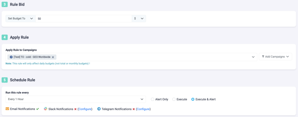 Rule Example 4: Reset Facebook Campaign Budget Daily at a Specific Time Facebook and TheOptimizer P2