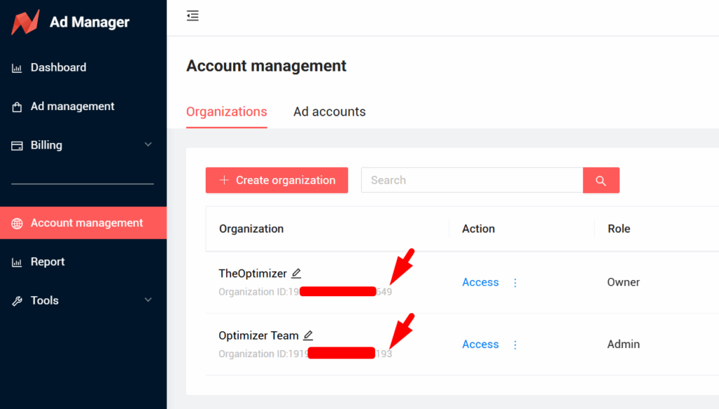 newsbreak organization id